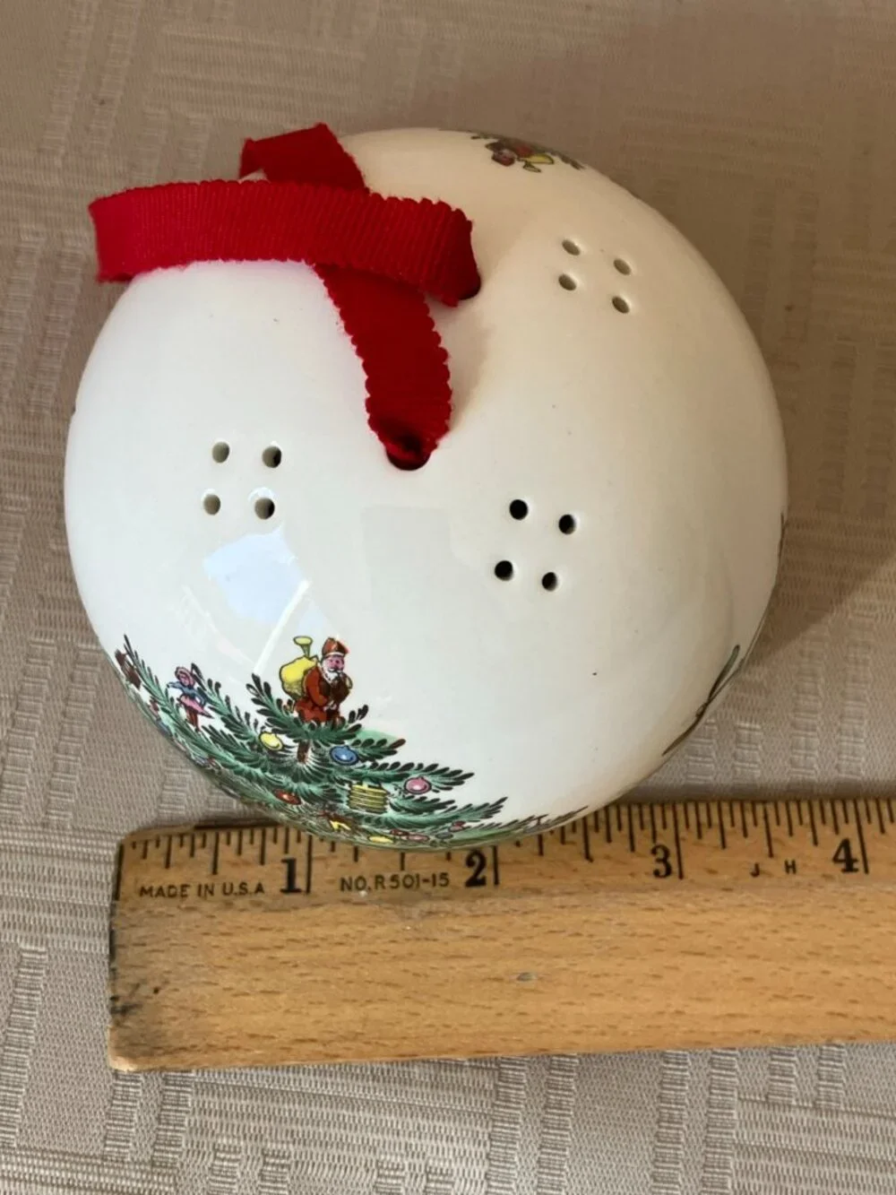 Vtg 1982 SPODE CHRISTMAS POTPOURRI BALL SPHERE ORNAMENT ENGLAND S3324-G